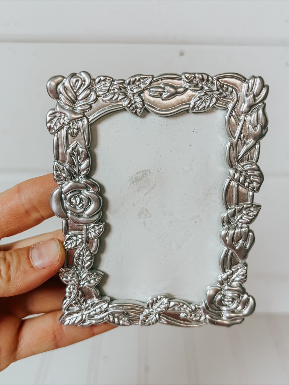 Vintage Silver Ornate Floral Mini Picture Frame